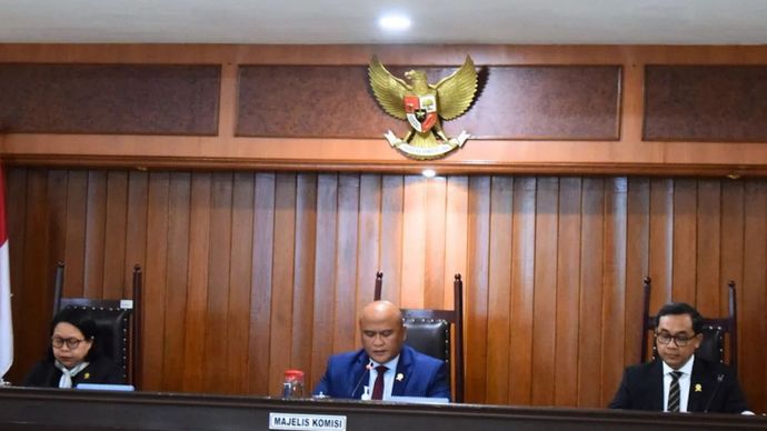 Suasana Sidang Pembacaan Putusan Perkara 03/KPPU-1/2024 (Google) di Jakarta, Selasa (21/1/2025).