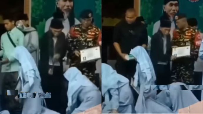 Santri cium kaki pengajar di Pesantren