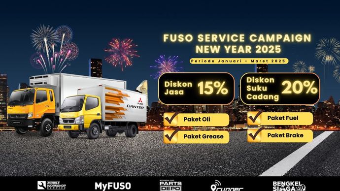 Mitsubishi Fuso menghadirkan program promo istimewa bertajuk &quot;FUSO Service Campaign New Year 2025&quot;. (Foto: Istimewa)