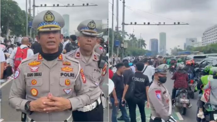 Suasana kemacetan di sekitar Gedung DPR/MPR RI, pada Senin, 3 Februari 2025.