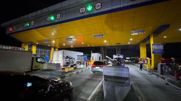 Kecelakaan beruntun terjadi di Gerbang Tol (GT) Ciawi 2, KM 41+400 Ruas Tol Jagorawi arah Jakarta pada 4 Februari 2025 pukul 23.30 WIB/Ist