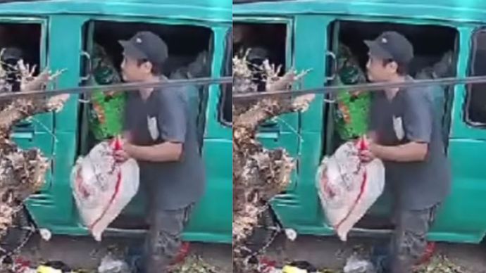 Seorang pria buang sampah sembarangan di Bandung