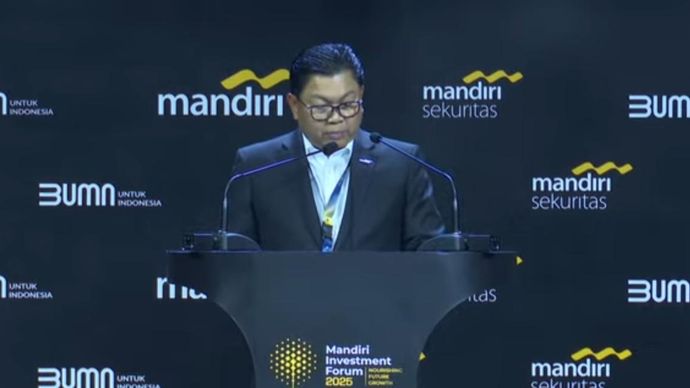 Direktur Utama Bank Mandiri Darmawan Junaidi saat pembukaan Mandiri Investment Forum 2025/Ist