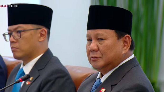 Prabowo Subianto Saat Rapat Bilateral dengan Presiden Turkiye Recep Tayyip Erdogan di Istana Bogor