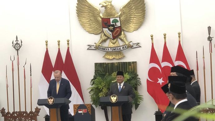 Presiden Prabowo Subianto dan Presiden Turkiye Recep Tayyip Erdogan di Istana kepresidenan Bogor