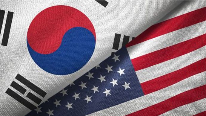 Bendera Korea Selatan &amp; Amerika Serikat