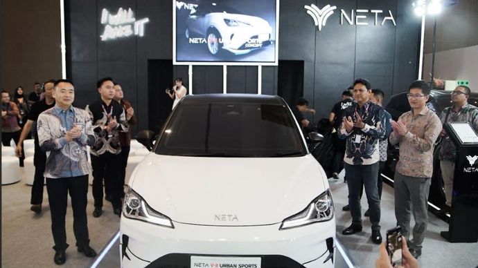 NETA memperkenalkan inovasi terbaru dengan meluncurkan konsep modifikasi NETA V-II Urban Sport Concept. (Foto: Adiantoro/NTV) 