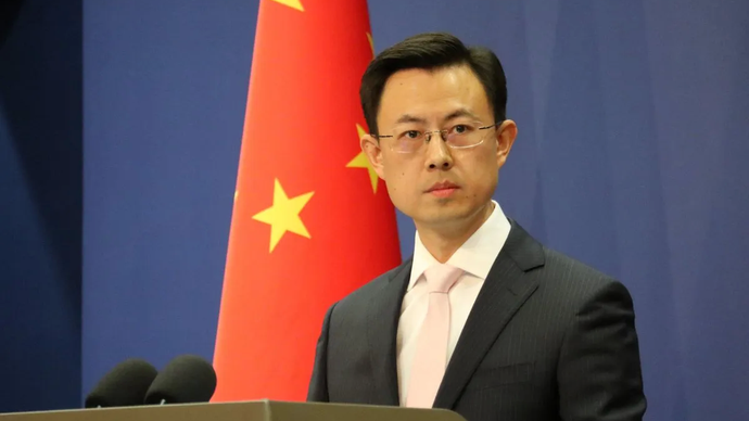 Juru Bicara Kemenerian Luar Negeri China Guo Jiakun dalam konferensi pers di Beijing pada Senin (17/2). 