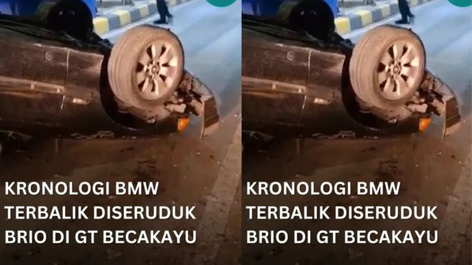 BMW terbalik dihantam brio di becakayu