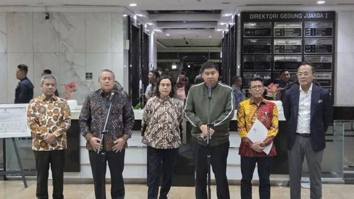 Konferensi pers program tiga juta rumah di Kantor Kementerian Keuangan