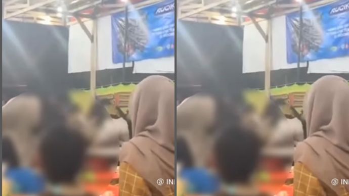 dua gadis berkelahi di warung seafood