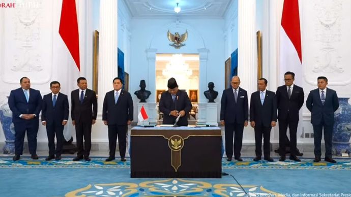 Presiden Prabowo meluncurkan Badan Pengelola Investasi (BPI) Daya Anagata Nusantara (Danantara) Senin, 24 Februari 2025 di Halaman Tengah Istana Kepresidenan, Jakarta.