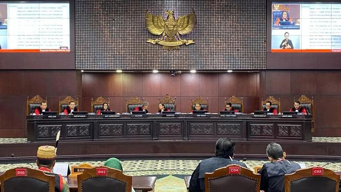 Sidang pengucapan putusan akhir sengketa Pilkada 2024 di Gedung I Mahkamah Konstitusi, Jakarta, Senin (24/2/2025).