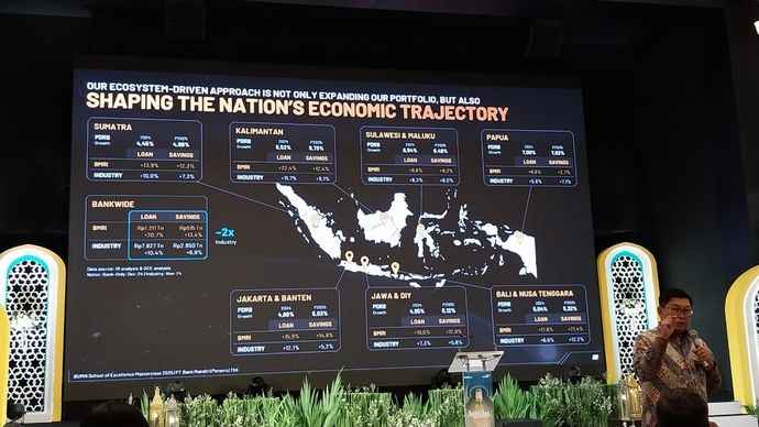 Direktur Utama Bank Mandiri Darmawan Junaidi saat acara Buka Bersama pimpinan&nbsp;media,&nbsp;Jakarta.