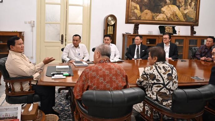 Presiden Prabowo Subianto menerima kehadiran delapan pengusaha besar di Indonesia di Istana Kepresidenan, Kamis 6 Maret 2025.