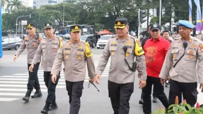 Kapolres Metro Jakarta Pusat Kombes Polisi Susatyo Purnomo Condro di Kawasan Patung Kuda.