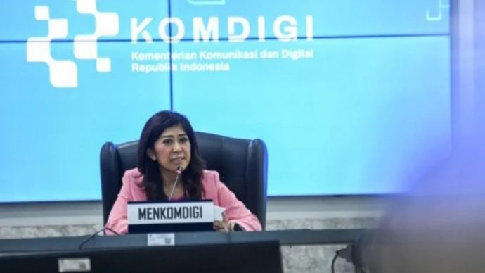 Menteri Komunikasi dan Digital Meutya Hafid dalam audiensi bersama Industry Task Force (ITF) di Kantor Kementerian Komdigi, Jakarta, Rabu (12/3/2025)