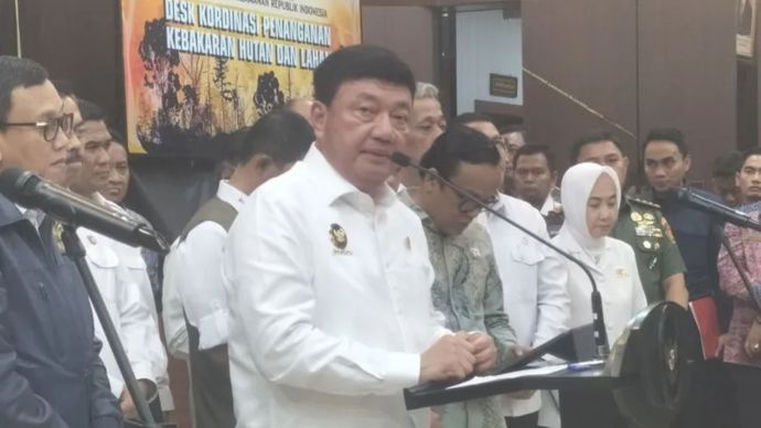 Menko Polkam Budi Gunawan saat memberikan keterangan pers di Kantor Kemenko Polkam.