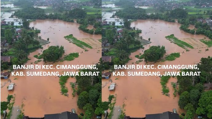 Banjir kembali melanda Kecamatan Cimanggung, Kabupaten Sumedang, Jawa Barat, akibat meluapnya Sungai Cimande sejak Kamis malam (13/3/2025).