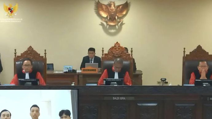 Tangkapan layar - Sidang perbaikan permohonan Perkara Nomor 7/PUU-XXIII/2025 di Mahkamah Konstitusi, Jakarta, Selasa (18/3/2025). Permohonan dimohonkan oleh Aliansi Mahasiswa Fakultas Hukum Universitas Stikubank Semarang terkait caleg putra daerah. 