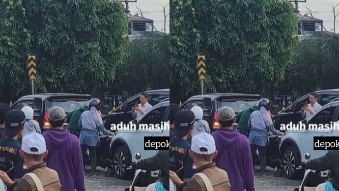 motor dihantam mobil di depok