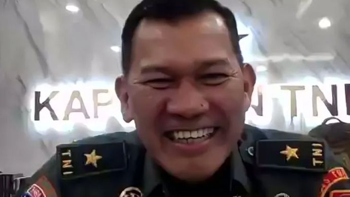 Kapuspen TNI Brigjen TNI Kristomei Sianturi dalam webinar yang disaksikan dari Jakarta.