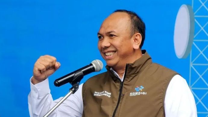 Direktur Jenderal Infrastruktur Digital Kementerian Komunikasi dan Digital (Kemkomdigi) Wayan Toni Supriyanto di Kantor Kementerian Komdigi.