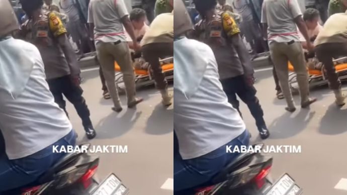 truk hantam motor di pasar rebo