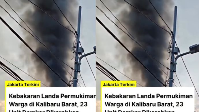 Kebakaran menimpa permukiman warga di Jl. Kalibaru Barat, RT 16 RW 1, Kel. Bungur, Kec. Senen, Jakarta Pusat pagi ini, Jumat (25/4/2025). Petugas sudah mengerahkan 23 unit pemadam dengan 92 personel ke lokasi.