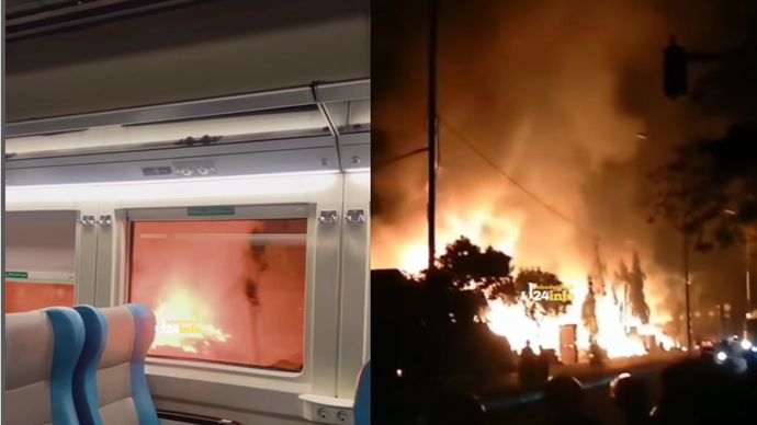 pemandangan kebakaran cikarang timur