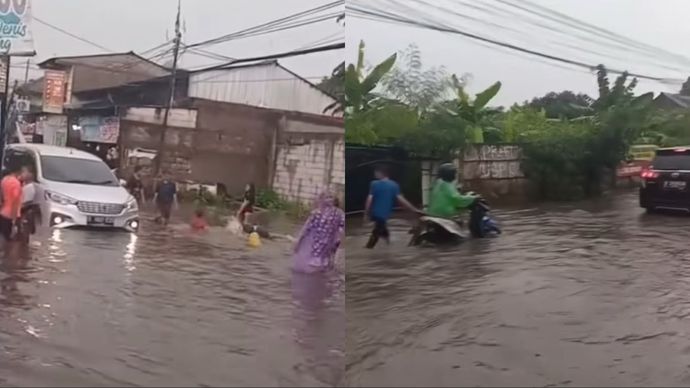 banjir di Jalan Raya Tapos