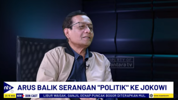 Mantan Menkopolhukam Mahfud MD dalam acara DonCast di Nusantara TV 