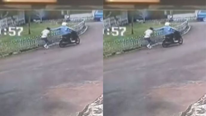 Rekaman CCTV penjambret ibu dari desainer Didiet Maulana di Jakarta Selatan. 
