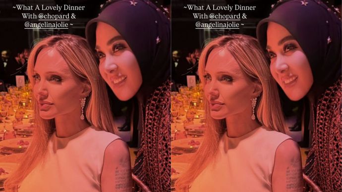 Syahrini Dinner Bareng Angelina Jolie
