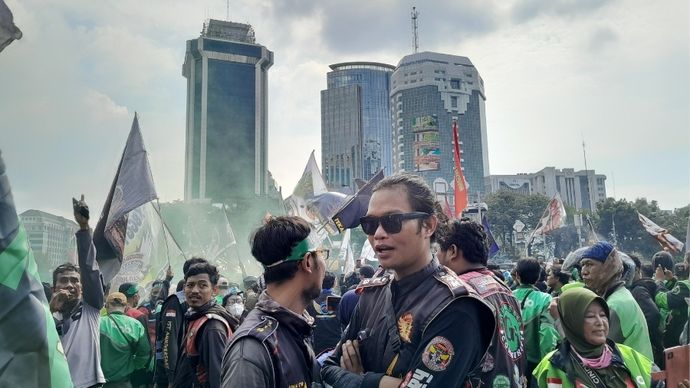 Demo Ojol Patung Kuda Jakpus