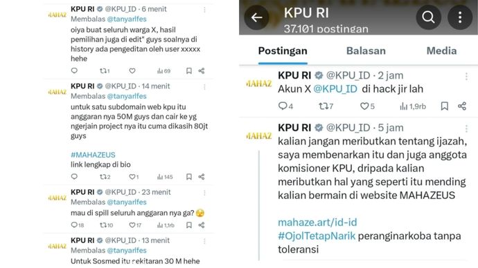 Akun X KPU RI Diretas