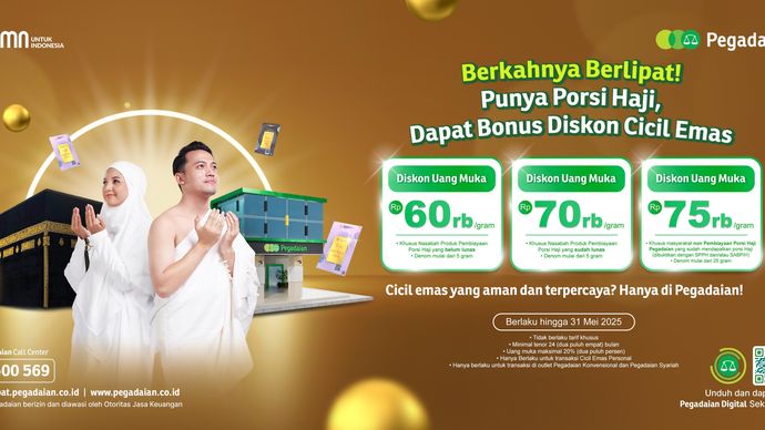 Cicil Emas di Pegadaian Dapat Diskon Uang Muka.
