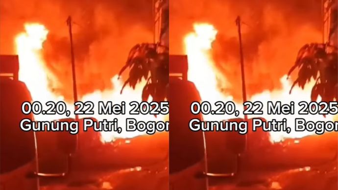 Kebakaran lapak limbah di bogor