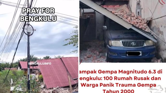 gempa bengkulu, ratusan rumah rusak