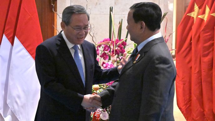 Presiden Republik Indonesia Prabowo Subianto dan Perdana Menteri (PM) Tiongkok Li Qiang di Jakarta