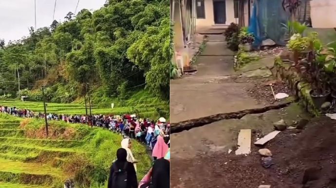 warga Desa Mendala Krajan, Kecamatan Sirampog, Kabupaten Brebes resmi dipindahkan ke hunian sementara semi permanen.
