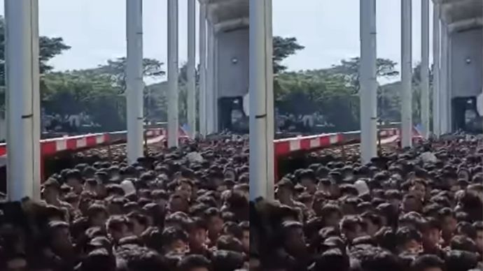 KABUPATEN BEKASI - BREAKINGNEWS!!! Minim persiapan dan membeludak nya puluhan ribu pencari kerja sebagian pada pingsan akibat sesak napas dempetan .Belum di ketahui total pingsan di lokasi berapa .