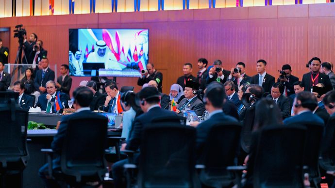 Presiden Republik Indonesia, Prabowo Subianto, berbicara dalam Konferensi Tingkat Tinggi (KTT) ke-16 Brunei Darussalam&ndash;Indonesia&ndash;Malaysia&ndash;Philippines East ASEAN Growth Area (BIMP-EAGA)