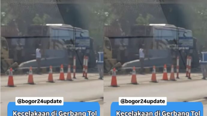 Truk Box hantam tol ciawi