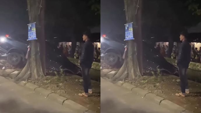 Mobil tercebur ke kali Tambun