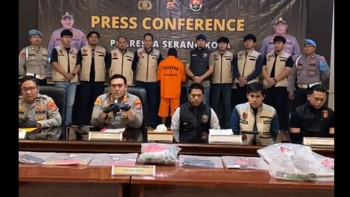 Konferensi pers pembunuhan istri oleh suami di Serang, Banten. (Instagram) 