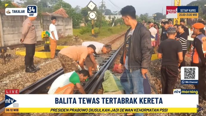 Balita 3 tahun tewas usai tertabrak kereta api Gajayana di Tulungagung, Jawa Timur, Rabu, 4 Juni 2025. 