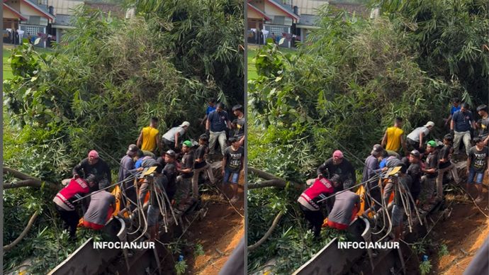 Kecelakaan lalu lintas terjadi di Kampung Pasirtulang, Desa Gejbrong, Kecamatan Gekbrong, Senin (9/6/2025) sekitar pukul 14.00 wib. Sebuah truk bermuatan air mineral diduga mengalami rem blong dan menghantam dua mobil serta empat sepeda motor. Sopir truk dilaporkan MD di tempat. Arus lalu lintas di lokasi sempat tersendat akibat kejadian ini.