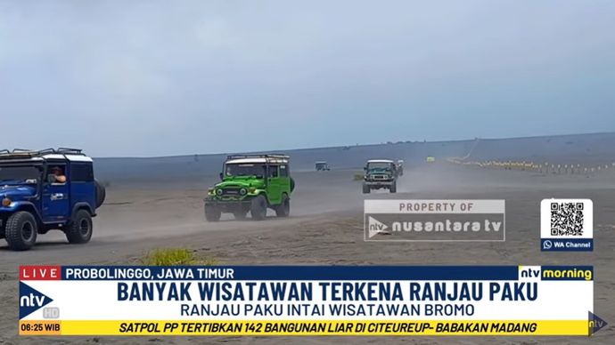 Beredar video yang memperlihatkan keberadaan ranjau paku di kawasan lautan pasir Gunung Bromo, Probolinggo, Jawa Timur.