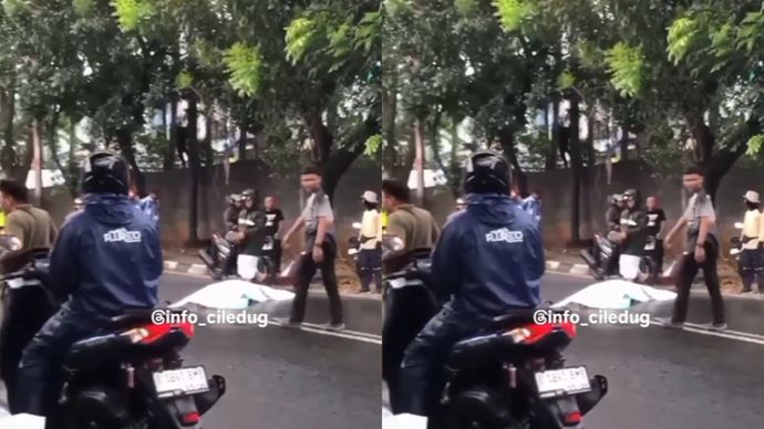 Pemotor Tewas di Meruya. Belum diketahui penyebab terjadinya kecelakaan, saat ini korban sudah dievakuasi.